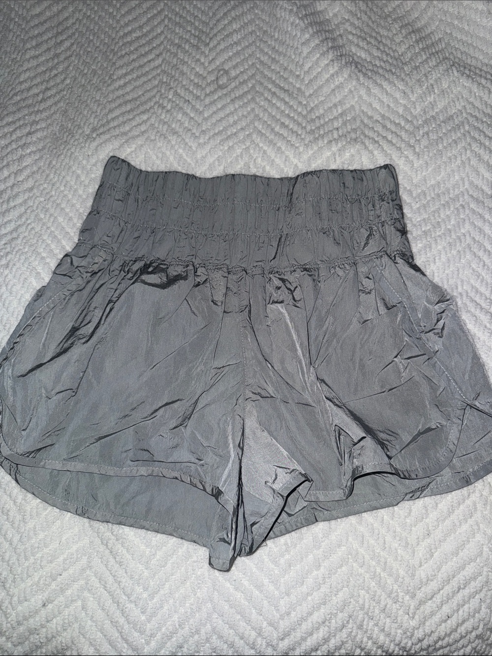 FP Movement‎ by Free People Gray Smocked High-Waist Athletic Shorts